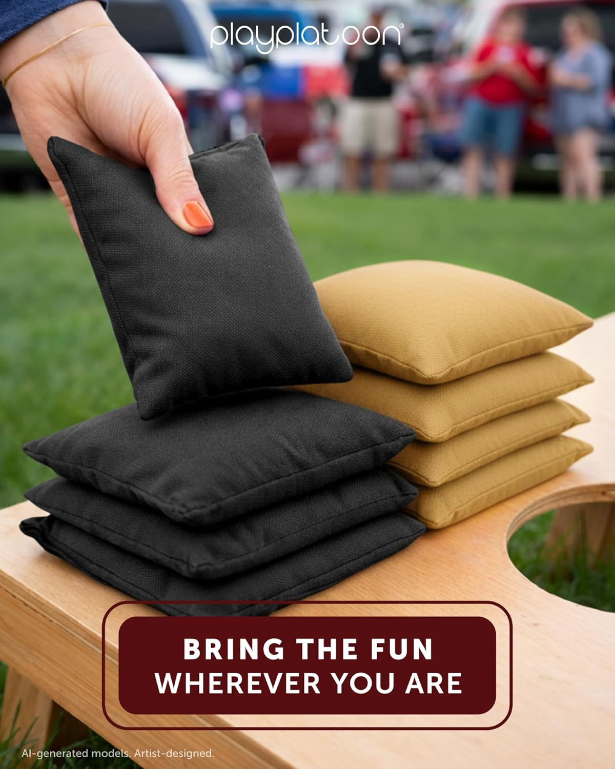 Cornhole Bags Set of 8 Regulation Size & Weight Duck Cloth | Weather Resistant Duck Cloth Corn Hole Bean Bags for Backyard, Tailgating & Outdoor Toss Game, Carrying Bag, Double Stitching