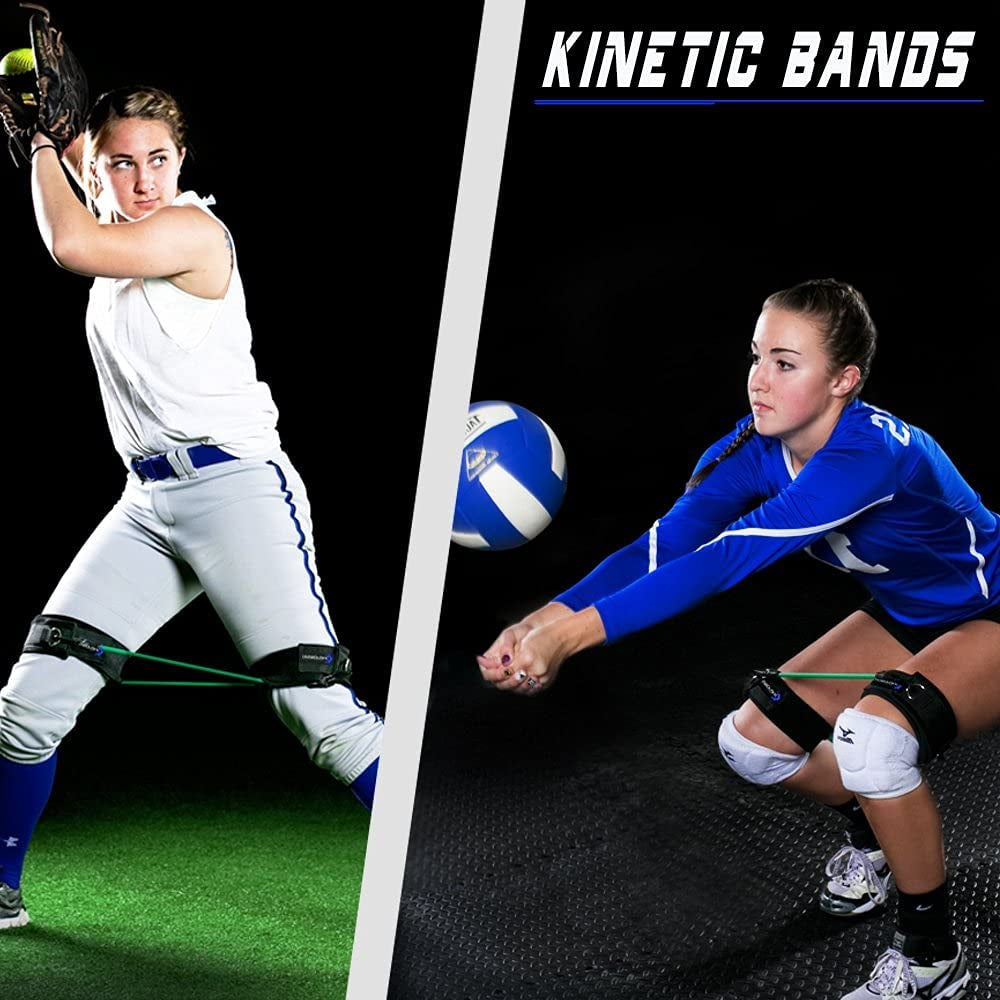 Kinetic Bands - Leg Speed Resistance Bands - Performance/Fitness Training - 4 Resistance Levels, Stretch Strap, Digital Training Series (Red, Orange, Green, Blue - Ages 13 & Over)