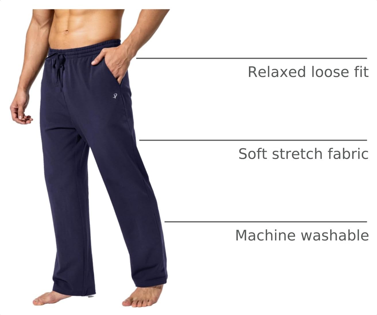 Men'S Cotton Yoga Sweatpants Athletic Lounge Pants Open Bottom Casual Jersey Pants for Men with Pockets