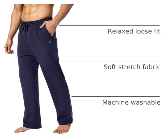 Men'S Cotton Yoga Sweatpants Athletic Lounge Pants Open Bottom Casual Jersey Pants for Men with Pockets