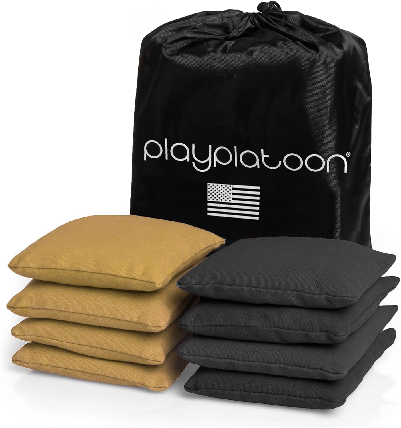Cornhole Bags Set of 8 Regulation Size & Weight Duck Cloth | Weather Resistant Duck Cloth Corn Hole Bean Bags for Backyard, Tailgating & Outdoor Toss Game, Carrying Bag, Double Stitching